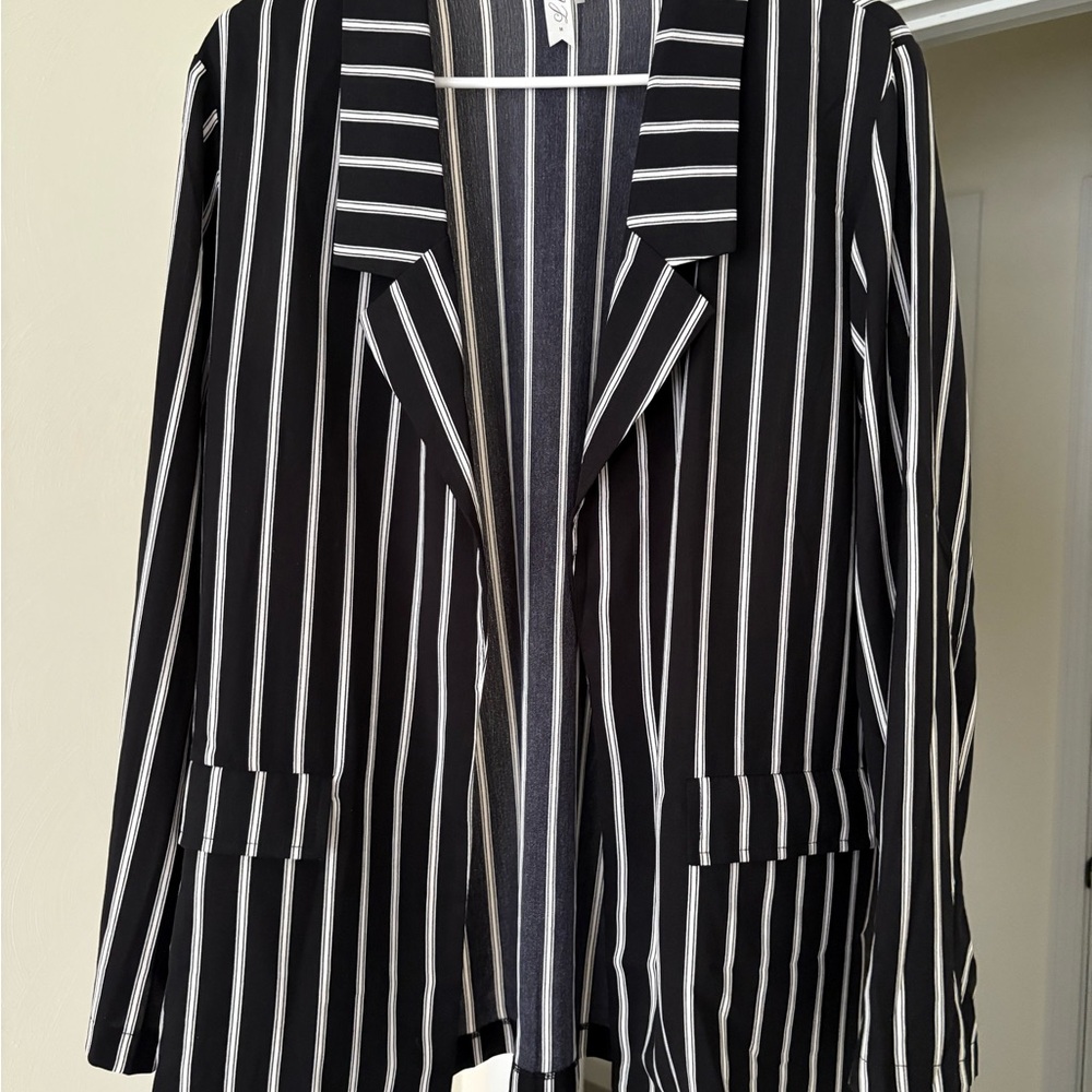 Black and White Striped Women's Blazer